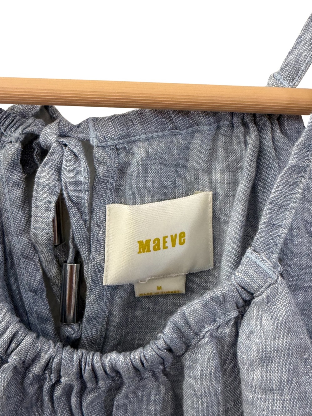 Maeve Linen Swing Top Chambray Blue Coastal Minimalist Tank | M - Picture 5 of 8